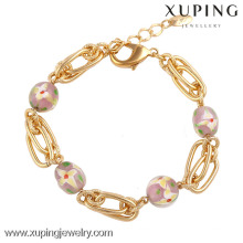 74286 top quality fashion jewelry 18k gold round stone bead bracelet